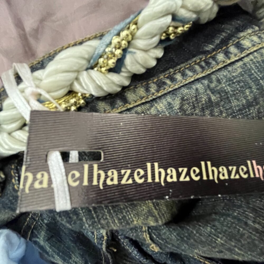 Hazel blue denim sequin embroidered midi zip fly lined skirt S ANTRHOPOLOGIE NWT - Picture 10 of 12